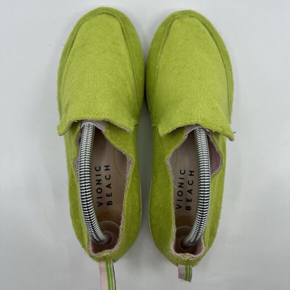Vionic BEACH Malibu Comfort Slip-On Sneakers LIME GREEN WOMEN 8.5 Terry Cloth - Picture 5 of 12